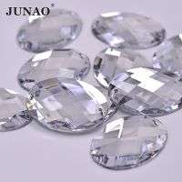 JUNAO 30x40mm Big Size Oval Shape Sewing Clear Crystal Rhinestones Sew On Acrylic Stones Flatback AB Strass Crystals for Clothes