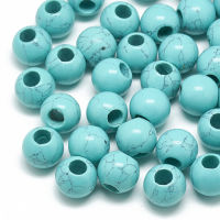 5pc Dyed Synthetic Turquoise Beads Large Hole Beads Rondelle 12x10mm Hole: 5mm