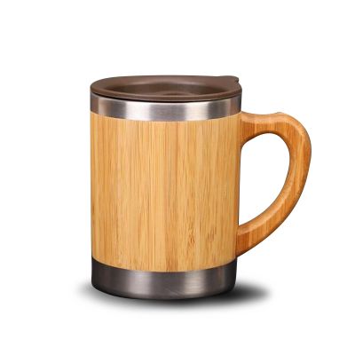 【High-end cups】300มิลลิลิตรถ้วยน้ำไม้ไผ่ชาแก้วกาแฟสำหรับโฮมออฟฟิศสแตนเลสเดินทางด้วยรั่วหลักฐานปกถ้วยแก้ว