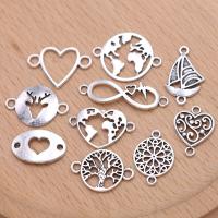 10Pcs Antique Silver Plated Heart Map Boat Tree of Life Charm Connectors for Making Bracelet Handmade DIY Jewelry Accessories DIY accessories and othe