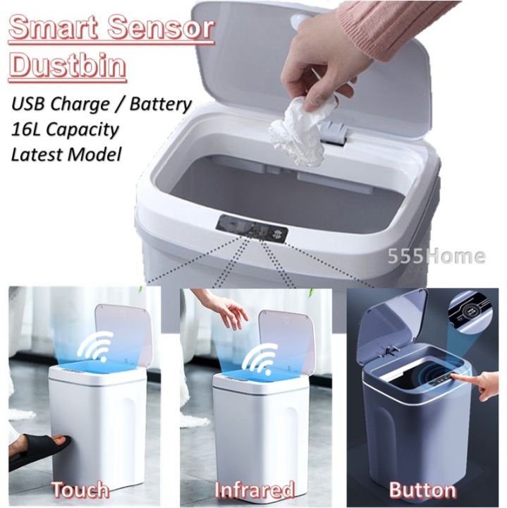 Smart Sensor USB Trash Can Home Intelligent Waste Bin Rubbish