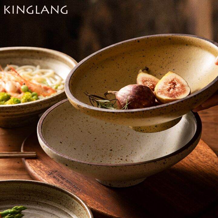 kinglang-ชามราเมงญี่ปุ่นสำหรับใช้ในบ้านชามก๋วยเตี๋ยวทำด้วยมือถาดลึกร้านอาหารจานเย็นสุดสร้างสรรค์-guanpai4ชามน้ำซุปก๋วยเตี๋ยวสำเร็จรูป