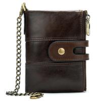 Genuine Leather Hasp Double Zipper Luxury Coin Purse RIDF Blocking Uni Slim Wallets For Man and Women