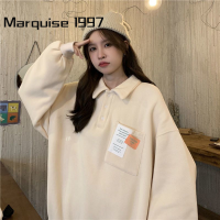 Marquise1997 เสื้อฮู้ด เสื้อแขนยาวอบอุ่น หลวมและสบาย คลาสสิค ชิค ทันสมัย วินเทจ S011844 43Z231023