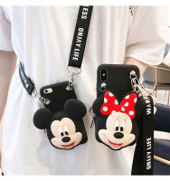 กระเป๋าสตางค์โทรศัพท์สำหรับ Samsung S22 Ultra S21 Plus 3DCute Minnie ซิป TPU สำหรับ Samsung A02 M02 A02S A32 A52 A72 A12 A42 A21S M01 M11 A11 M11กระเป๋ากระเป๋า