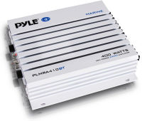 Pyle 2.1 Bluetooth Marine Amplifier Receiver - Waterproof 4 Channel Wireless Bridgeable Audio Amp for Stereo Speaker with 400 Watt Power Dual MOSFET Supply, GAIN Level and LED Indicator - PLMRA410BT 4 Channel/400 Watts Standard Packaging