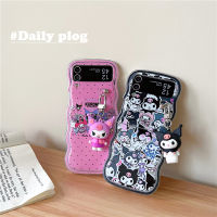 เคสนิ่มหยักสำหรับ Samsung Galaxy Z Z Flip5 Flip3 Flip4คลื่น TPU 5G ฝาครอบป้องกันการ์ตูน Kulomi พร้อมจี้