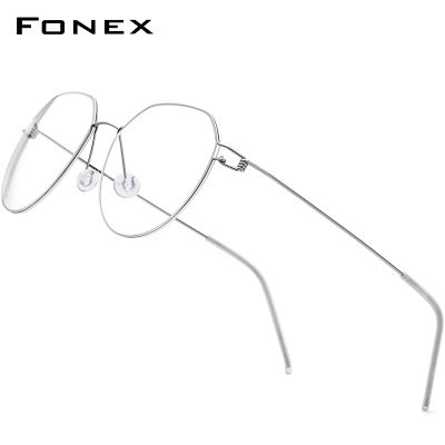 FONEX Screwless Eyewear Prescription Eyeglasses Frame Men  Polygon Myopia Optical Denmark Korean Glasses Frame Women 98635