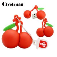 Silicone Red Cherry USB Flash Drives 8GB 16GB 32GB 64GB Fruit Pen Drive 128GB Pendrive 256GB USB2.0 Flash Memory Stick Card Disk