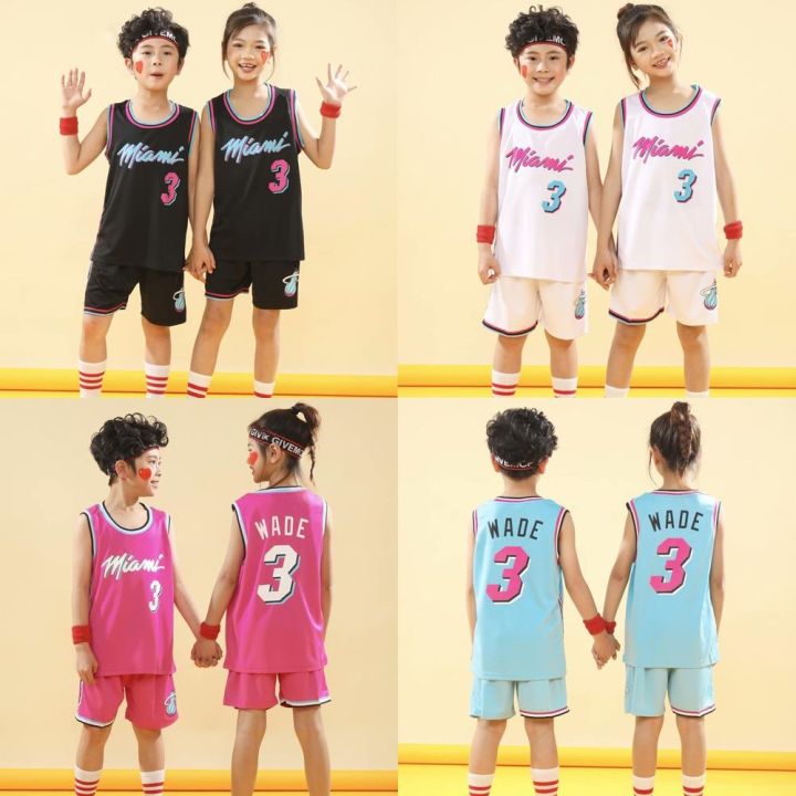 dwyane-wade-3-jersey-kids-city-version-nba-miami-heat-jersey-children-basketball-suit