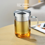 Cốc trà thủy tinh chịu nhiệt có lọc trà Samadoyo S050A 500ml