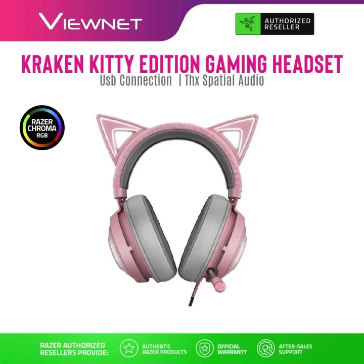 Razer Kraken Kitty Edition Wired Usb Gaming Headset Rz04 R3m1 Quartz Pink Thx Spartial Audio Cooling Gel Ear Cushions Light Durable Build Active Noise Canceling Microphone Lazada