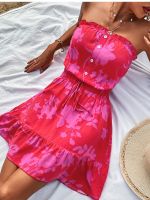 【CW】▣❅◆  Strapless Floral Boho 2022 New Woman Fashion Beach Dresses Robe