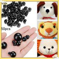 VJDA 50pcs ของขวัญคริสต์มาส ตุ๊กตาผ้า พลาสติก Bears เข็ม Felting การทำหุ่นสัตว์ อุปกรณ์เสริมตุ๊กตา ตาความปลอดภัยสีดำ