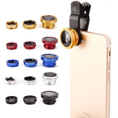 Fish Phone Lens Generic Camera for Smartphone Wide Angle Fisheye Lens and Clip Macro Camera Sets 3 In 1 Support iPhone Samsung