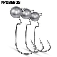 PROBEROS ตะขอเบ็ดตกปลาเหล็กกล้าคาร์บอนสูง3.5 5-7-10G เบ็ดตกปลาตะขอเบ็ดตกปลาสำหรับเหยื่อหนอนอ่อน50ชิ้น