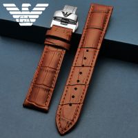 Suitable for Armani leather cowhide watch with AR1981 2447 2433 1862 original butterfly buckle bracelet for men and women