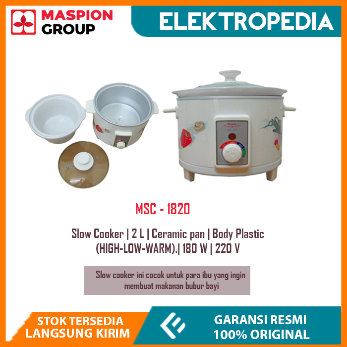MASPION Slow Cooker 2 Liter 180 Watt MSC1820 Lazada Indonesia