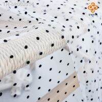 ✿ Black/White Dot Mesh Fabric Tulle Fabric with Flocked Print By Half Yard for Sewing Kids Dresses Wedding Headwear TJ7141