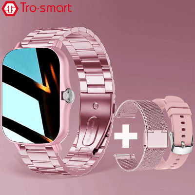 Hot 2Pc สายรัดสมาร์ทนาฬิกาผู้หญิงผู้ชาย Smartwatch Square สแตนเลสสมาร์ทนาฬิกาสำหรับ Android IOS Fitness Tracker Trosmart nd