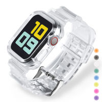 Sport Clear Band + เคสสำหรับ Apple Watch 8 7 6 SE 5 4 3 สายซิลิโคนโปร่งใสสำหรับ iwatch สาย 40 มม. 44 มม. 42 มม. 41 มม. 45 มม. 49 มม.-Yeors