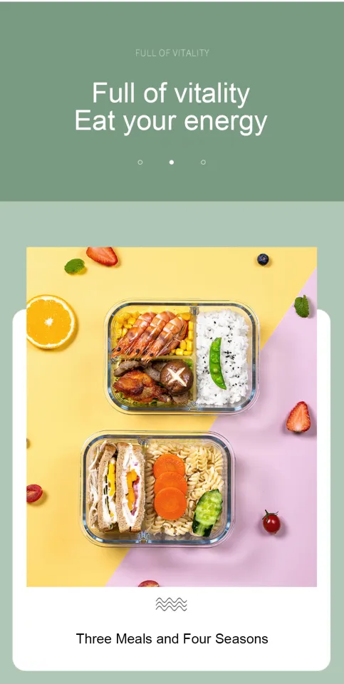 Local shipped】Zskiller Microwave Oven Lunch Box For kids/Adult Partition  Glass Bowl With Cover Refrigerator Fresh-Keeping Box Office Worker Thermal  Insulation Fruit Lunch Box With Cover