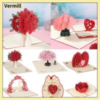 VERMILL 1Pcs วันเกิด คริสต์มาส ป๊อปอัพ การ์ดอวยพร ของขวัญ พร้อมซองจดหมาย การ์ดขอบคุณ คำเชิญงานแต่งงาน วันวาเลนไทน์ การ์ดอวยพร