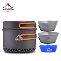 Widesea เซ็ตอลูมิเนียมชุดเครื่องใช้บนโต๊ะอาหารสำหรับตั้งแคมป์เครื่องครัวชามไททาเนียมหม้อการท่องเที่ยวหม้อปิกนิกกลางแจ้งการเดินป่าปีนเขา