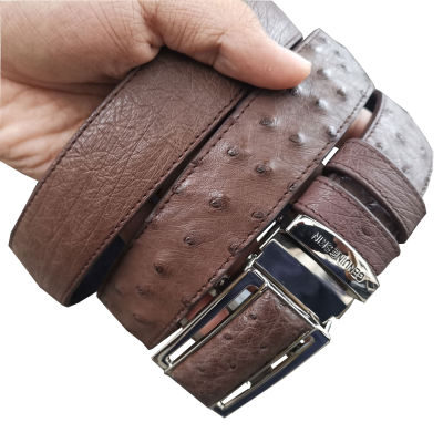 You Link Pretty Cool Pay At Home Belt &amp; Buckle สีน้ำตาล  เพื่อความพากภูมิใจของเอกบุรุษเช่นคุณ เข็มขัดหนังแท้ หนังตัวของนกกระจอกเทศยาวตลอดเส้น