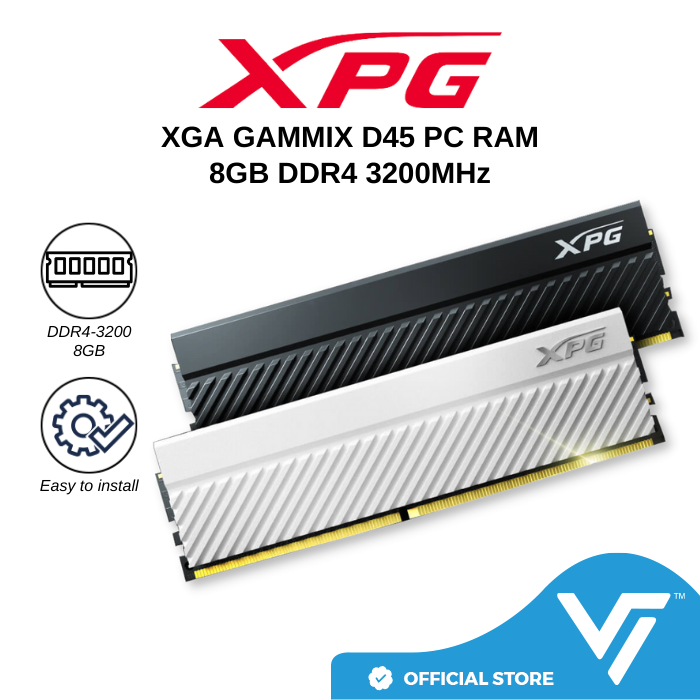 XPG GAMMIX D45 8GB DDR4 3200MHz PC RAM (Black/White) | Lazada