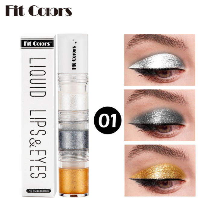 fit-colors-elecool-official-store-3-pcs-diamond-eyeshadow-liquid-pearlescent-fine-shine-waterproof-anti-sweat-high-color-ติดทนนานไม่หลุดง่าย3-in-1-eye-shadow-liquid-makeup-cosmetics