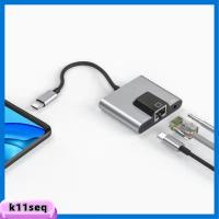 K8SEQ แท็บเล็ต ความเร็วสูง แท่นวาง USB C ถึง3.5มม.เสียง ประเภท C ถึง Ethernet อะแดปเตอร์เครือข่าย LAN Pd ชาร์จเร็ว