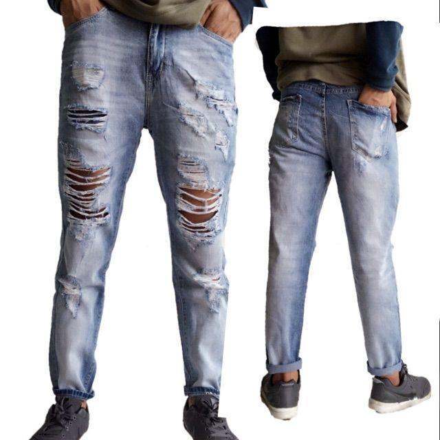 Mens ripped jeans maong pants for boy Lazada PH