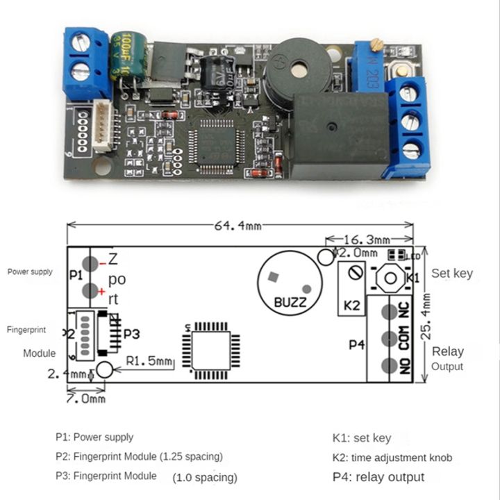k202-dc12v-low-power-consumption-rotatable-relay-button-fingerprint-control-board-for-fingerprint-access-control-system