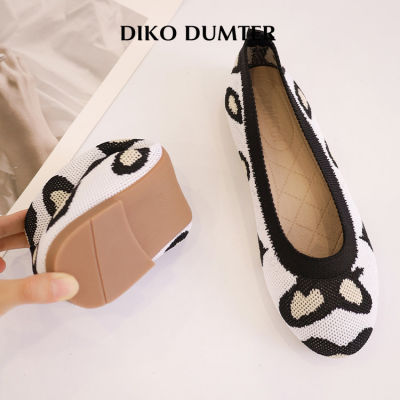 DikoDumter รองเท้าส้นเตี้ยถักสำหรับผู้หญิง,รองเท้าโลฟเฟอร์แบบสวมหัวกลมใหม่สำหรับฤดูร้อน