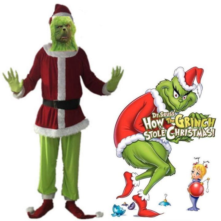 Adult Santa Grinch Cosplay Costume How the Grinch Stole Christmas Suit ...