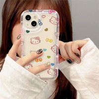 Sanrio Hello Kitty เคสโทรศัพท์นิ่มโปร่งใสสำหรับ14 12 13 11 Pro Max X XR XS Max 7 8 Plus SE 2022 Y2K ฝาหลัง