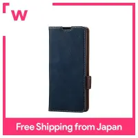 Elecom AQUOS sense6 leather case notebook type stitch shockproof with magnet navy PM-S213PLFYNV