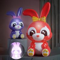 Rabbit Piggy Bank Large Capacity Cartoon Bunny Plastic Saving Pot Ornament 2023 New Year Gift Boys Girls LED Coin Money Box