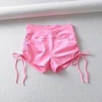 Summer Drawstring Sexy Female Sports Mini Peach High Waist Booty Biker White Shorts Harajuku Pink Pole Dance Rave Korea ZM16