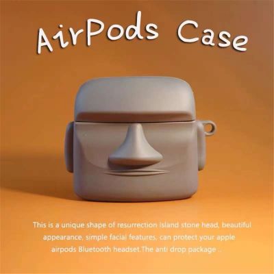 Funny 3D Moai statue Earphone Case For Airpods 1 2 3 Pro Soft silicone Wireless Bluetooth Headphone Box Cover For Airpods 3 Headphones Accessories