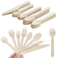 30Pcs Party Wooden Disposable Western Tableware Wedding Birthday Cutlery Wood Cake Scoop Fork For Baby Shower Christmas Kitchen