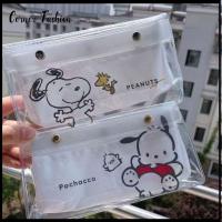 CORNER FASHION Pochacco/snoopy กระเป๋าใส่ปากกา โปร่งแสงโปร่งแสง จุได้มาก กล่องใส่ดินสอ การ์ตูนลายการ์ตูน พีวีซีพีวีซี กระเป๋าใส่เครื่องเขียน นักเรียนก็อก