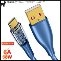 BDKNBU แล็ปท็อปสายข้อมูลโปร่งใส6A SCP 66W PD USB Type C สายชาร์จอย่างรวดเร็ว