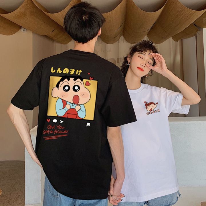 new-crayon-shin-chan-ชินจัง-เครยอนชินจังคู่รักแขนสั้นคู่รักแขนสั้นกเสื้อยืดเสื้อยืดไม่ต้องรีด-tops