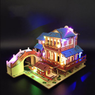 Đồ chơi lắp ráp gỗ 3D Mô hình Nhà cổ Laser BZQ-054 kèm đèn LED thumbnail