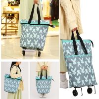 Folding Shopping Pull Carts Trolley Bag With 2 Wheels Foldable Shopping Bags Reusable Grocery Bags Food Organizer Vegetables Bag
