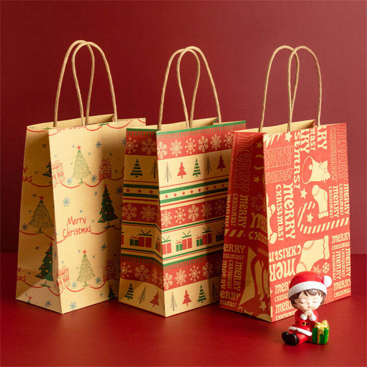 Christmas Gift Paper Bags Christmas Eve Handbags Candy Gift Bags Apple