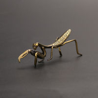 Praying Mantis เครื่องประดับทำจากทองสัมฤทธิ์,พิธีชงชา,ชาทองแดงสัตว์เลี้ยง,แมลงทองแดงแข็ง,ทองแดงโบราณแกะสลักไมโคร,ทองแดงโบราณ