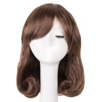 Fei-Show Synthetic Hair Heat Resistant Fiber Short Wavy Wigs Costume Cosplay Halloween Women Inclined Bangs Carnival Hairpiece Wig  Hair Extensions Pa